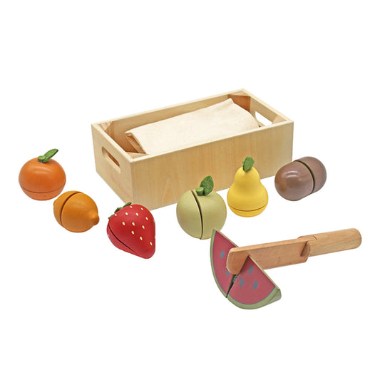 Ladita cu Fructe Happy Fruit idealSTORE, Dimensiuni 20 x 6, 5 cm, Include o multime de fructe, Capsuni, Pepene, Lamaie, Mar, Para, Kiwi, Portocala, Accesorizat cu un cutit pentru taierea fructelor, Saculet pentru Depozitare