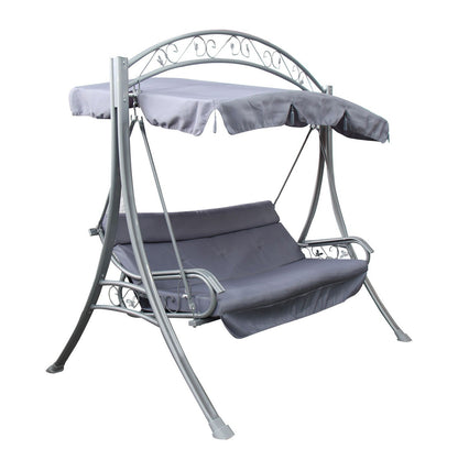 Leagan/Balansoar pentru gradina idealSTORE Cheerful Memories, Capacitate de 3 persoane, Dimensiuni 207 x 145 x 201 cm, Structura din otel, Rezistent la razele solare si apa, Capacitate maxima 240kg