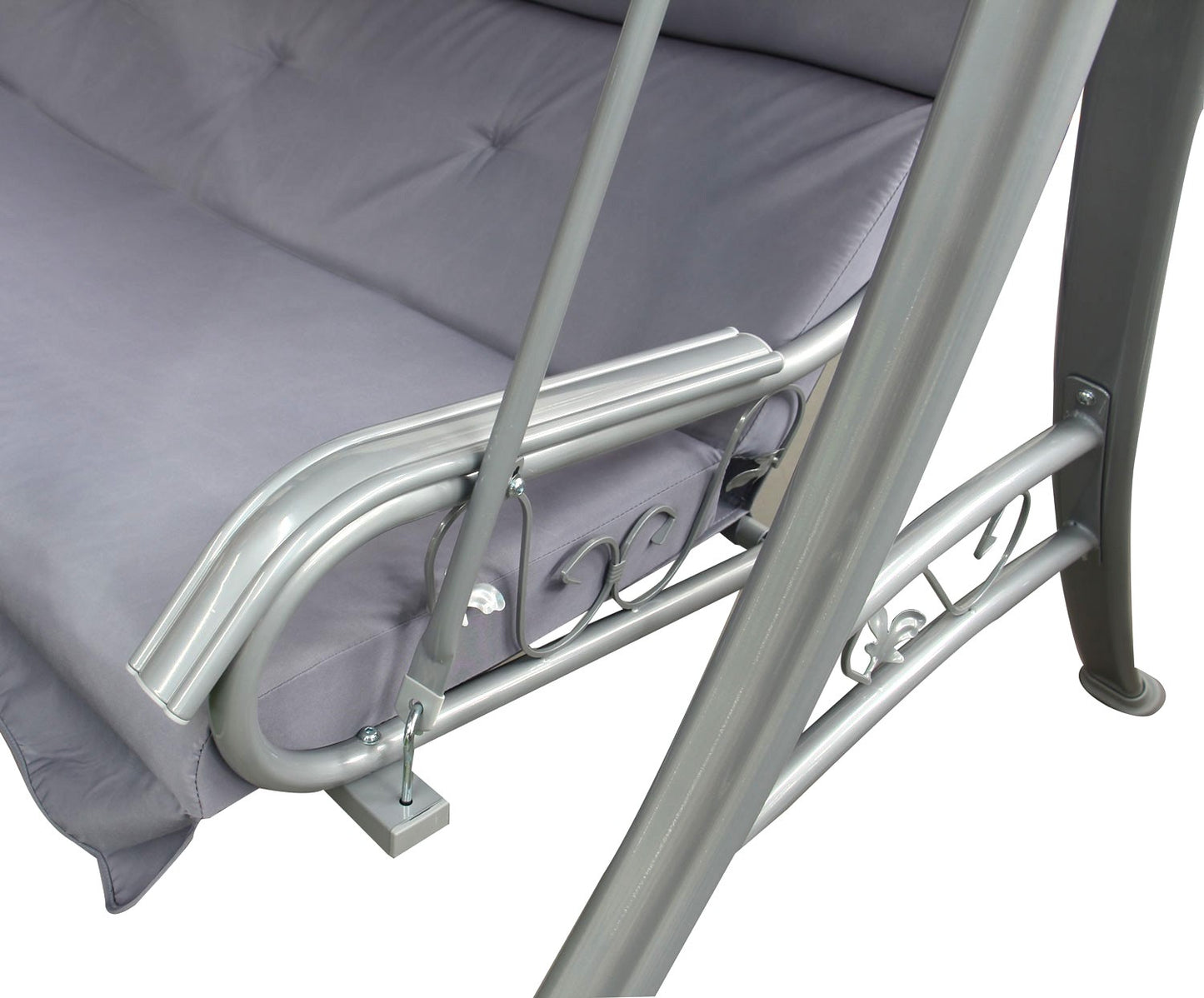 Leagan/Balansoar pentru gradina idealSTORE Cheerful Memories, Capacitate de 3 persoane, Dimensiuni 207 x 145 x 201 cm, Structura din otel, Rezistent la razele solare si apa, Capacitate maxima 240kg