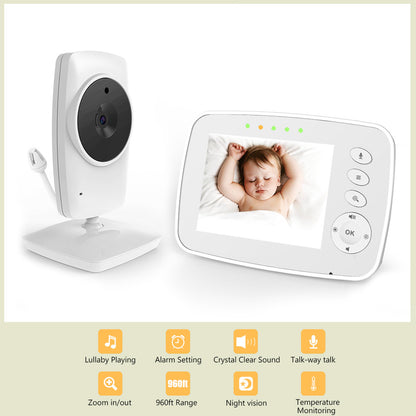 Sistem de Monitorizare Video si Audio Baby SuperView IdealStore, Ecran 3.2 inch, Cantece de Leagan, Monitor de Temparatura, Vedere Noctura, Rotire Orizontala/Verticala, Raza de actiune 150 m Wireless