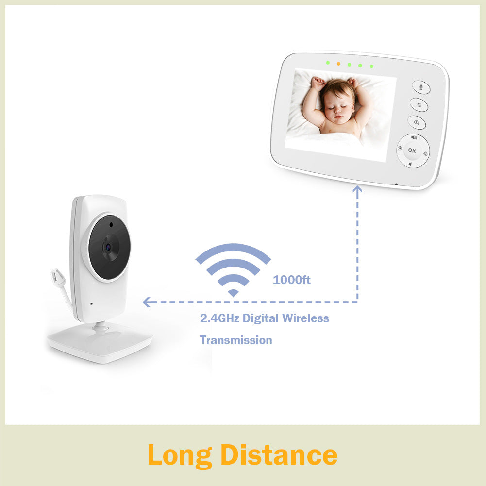 Sistem de Monitorizare Video si Audio Baby SuperView IdealStore, Ecran 3.2 inch, Cantece de Leagan, Monitor de Temparatura, Vedere Noctura, Rotire Orizontala/Verticala, Raza de actiune 150 m Wireless