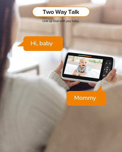Sistem de Monitorizare Video si Audio Pentru Bebelusi BabyKids IdealStore, Ecran LCD Color 5 inch, Vedere Noctura cu Infrarosu, Monitor de Temperatura, Posibilitate de Interactiune cu Bebelusul, Cantece de Leagan, Wireless, Momento