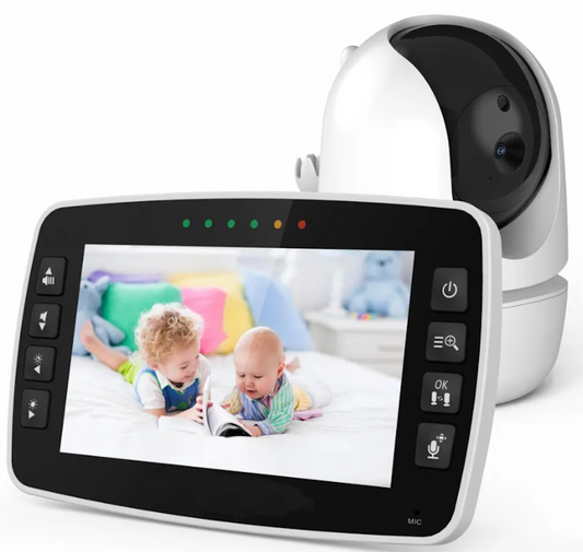 Baby Monitor idealStore BabyAction, Rotire Verticala si Orizontala, Night Vision Auto, Display Mare 4.3 inch, Raza Actiune 300 m, Senzor Temperatura Ambientala, Comunicare parinte/copil, Sunet Clar, Cantece de Leagan, Alarma lipsa Semnal, Zoom 2X