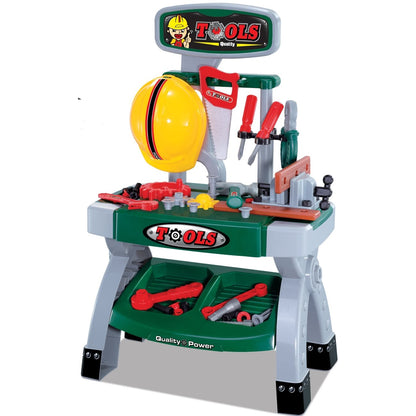 Banc de Lucru interactiv Micul Antreprenor, Model cu diverse accesorii simbolice (casca protectie, fierastrau, ciocan) pentru o distractie garantata, Multicolor