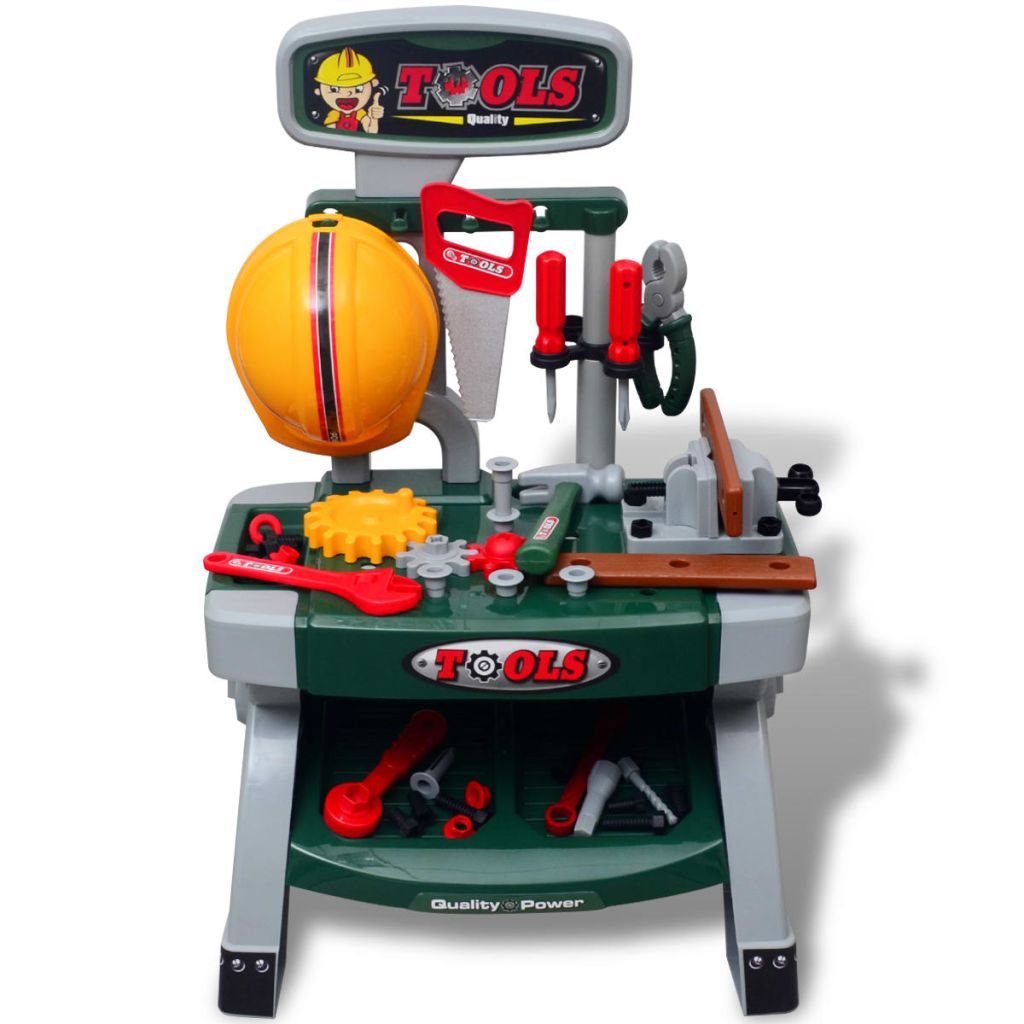 Banc de Lucru interactiv Micul Antreprenor, Model cu diverse accesorii simbolice (casca protectie, fierastrau, ciocan) pentru o distractie garantata, Multicolor
