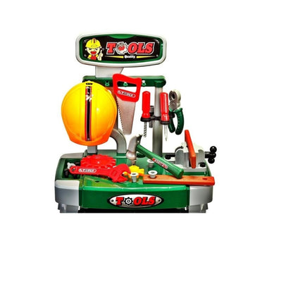 Banc de Lucru interactiv Micul Antreprenor, Model cu diverse accesorii simbolice (casca protectie, fierastrau, ciocan) pentru o distractie garantata, Multicolor