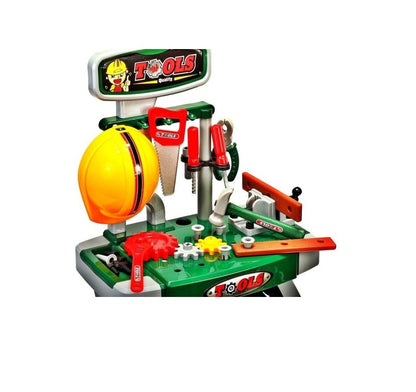 Banc de Lucru interactiv Micul Antreprenor, Model cu diverse accesorii simbolice (casca protectie, fierastrau, ciocan) pentru o distractie garantata, Multicolor