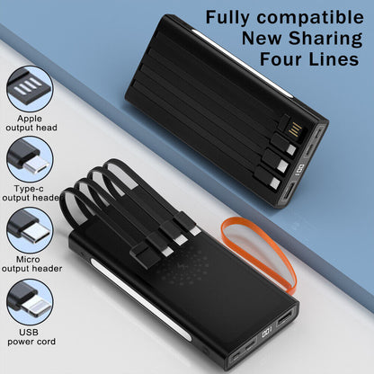 Baterie Externa PowerMax IdealStore Wireless, Capacitate 20.000 mAh, Display LED procentaj baterie, Detine 4 iesiri, 1 Iesire USB, 1 Iesire type-C, 1 Iesire Micro-USB, 1 Iesire Wireless, Incarcare rapida, Tensiune iesire 5V-2A, Black Edition