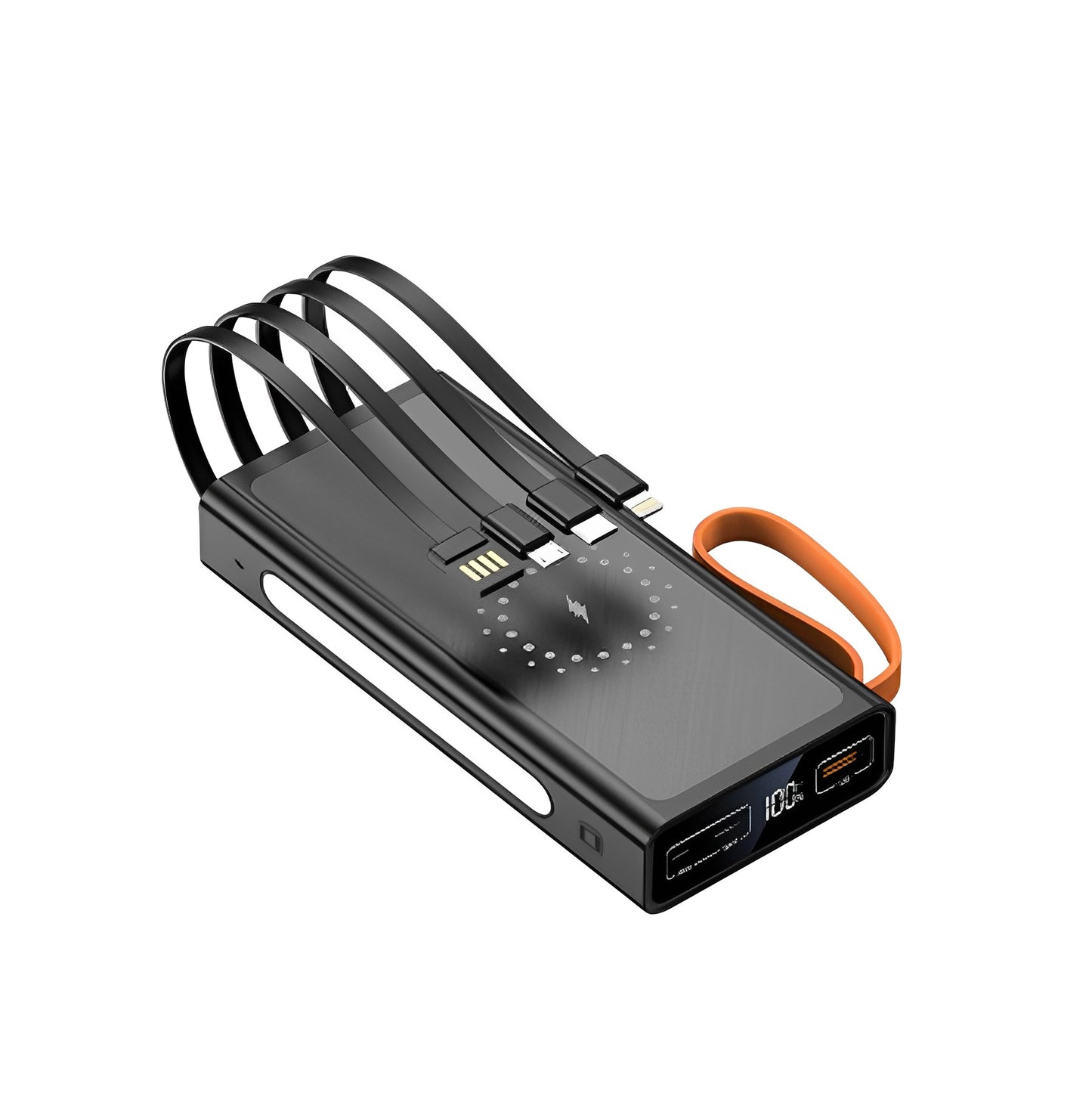 Baterie Externa PowerMax IdealStore Wireless, Capacitate 20.000 mAh, Display LED procentaj baterie, Detine 4 iesiri, 1 Iesire USB, 1 Iesire type-C, 1 Iesire Micro-USB, 1 Iesire Wireless, Incarcare rapida, Tensiune iesire 5V-2A, Black Edition