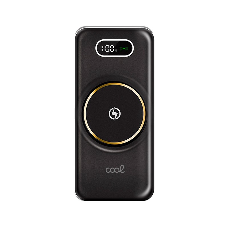 Baterie Externa CoolCharge IdealStore Wireless, Capacitate 20.000 mAh, Display LED procentaj baterie, Detine 6 iesiri, 2 Iesiri USB, 1 Iesire type-C, 1 Iesire Micro-USB, 1 Iesire Wireless, Incarcare rapida, Tensiune iesire 5V-2A, Black Edition