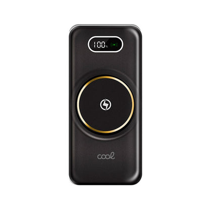 Baterie Externa CoolCharge IdealStore Wireless, Capacitate 20.000 mAh, Display LED procentaj baterie, Detine 6 iesiri, 2 Iesiri USB, 1 Iesire type-C, 1 Iesire Micro-USB, 1 Iesire Wireless, Incarcare rapida, Tensiune iesire 5V-2A, Black Edition