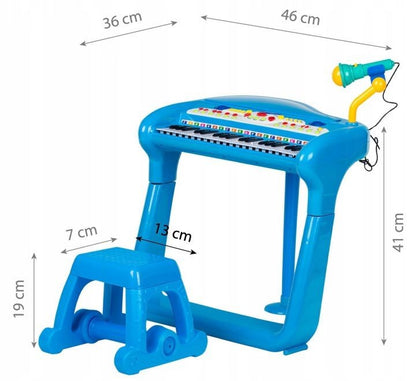 Orga/Pian Electric Pentru Copii, cu Scaunel si Microfon, Albastru