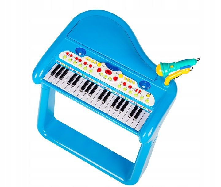 Orga/Pian Electric Pentru Copii, cu Scaunel si Microfon, Albastru