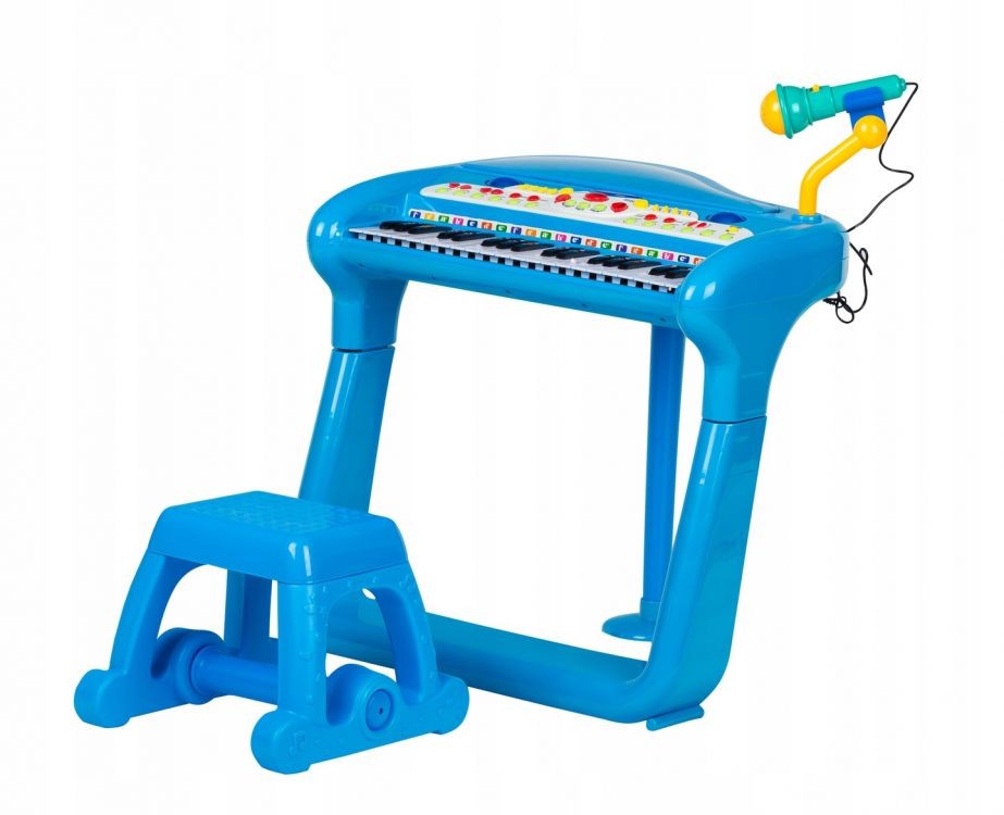 Orga/Pian Electric Pentru Copii, cu Scaunel si Microfon, Albastru