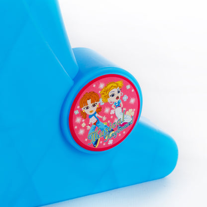 Orga cu Microfon si Scaunel idealSTORE, Glamour Piano, Dimensiuni 45 x 60 x 25 cm, Echipata cu 37 taste functionale, Lumini colorate, Dezvolta dexteritatea manuala, Albastra-Galben