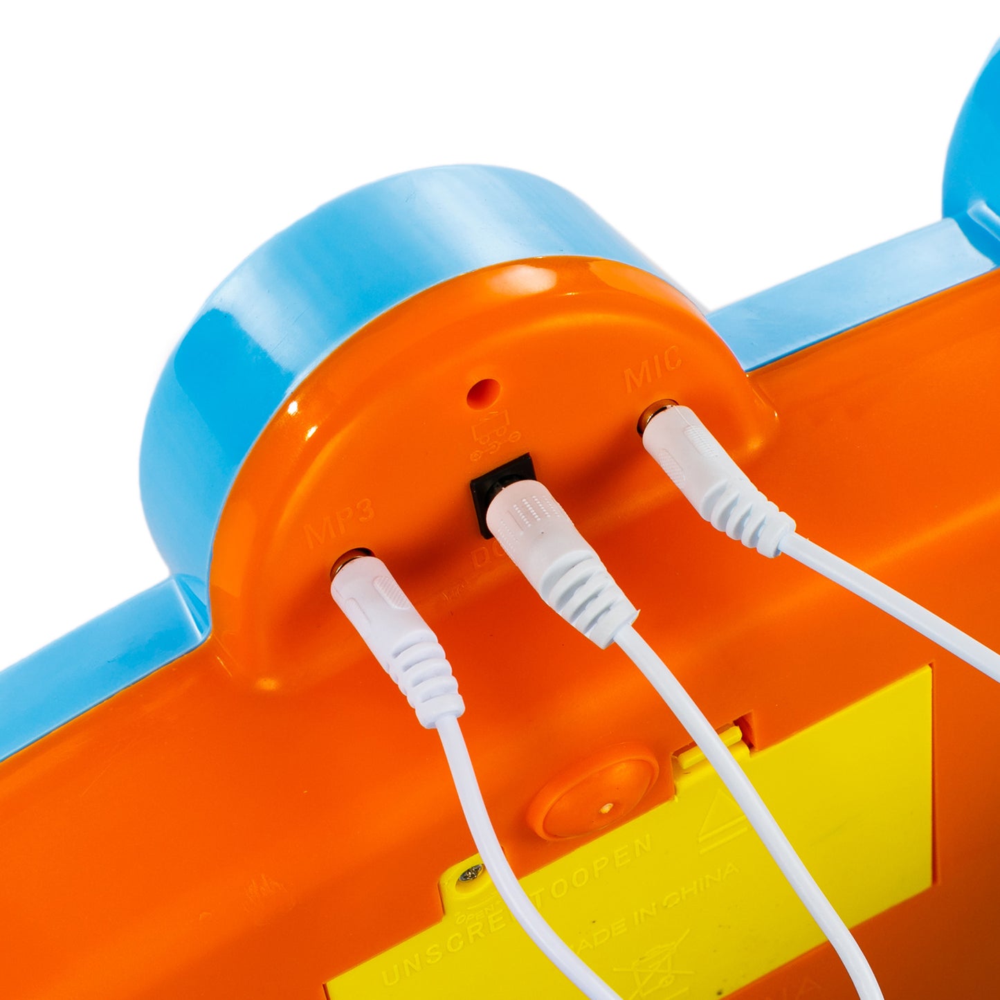 Orga cu Microfon si Scaunel idealSTORE, Glamour Piano, Dimensiuni 45 x 60 x 25 cm, Echipata cu 37 taste functionale, Lumini colorate, Dezvolta dexteritatea manuala, Albastra-Galben