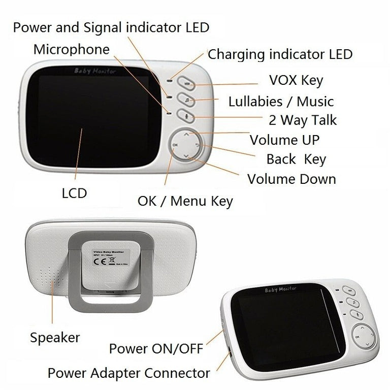 Sistem Monitorizare VIDEO Baby Protect, Model Audio-Video Wireless , Cu Sistem Night Vision si Talk Back , Cantece De Adormit Integrate in Sistem , Senzor Temperatura , Display de 3.2 inch , Raza mare de actiune + Suzeta copii Cadou!