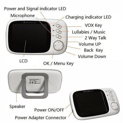 Sistem Monitorizare VIDEO Baby Protect, Model Audio-Video Wireless , Cu Sistem Night Vision si Talk Back , Cantece De Adormit Integrate in Sistem , Senzor Temperatura , Display de 3.2 inch , Raza mare de actiune + Suzeta copii Cadou!