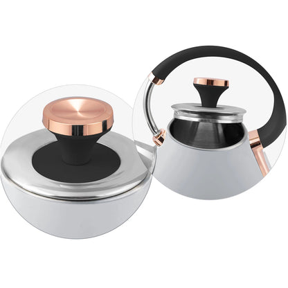 Fierbator Electric cu Termometru Modern Kettle idealStore, Capacitate 1.7L, Baza Pivotanta Antiderapanta 360, Comutator Luminat, Filtru Metalic Anti Calcar, Indicator Temperatura, Capac Detasabil, Gri