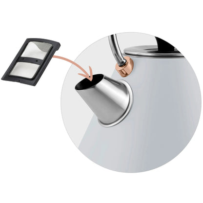 Fierbator Electric cu Termometru Modern Kettle idealStore, Capacitate 1.7L, Baza Pivotanta Antiderapanta 360, Comutator Luminat, Filtru Metalic Anti Calcar, Indicator Temperatura, Capac Detasabil, Gri