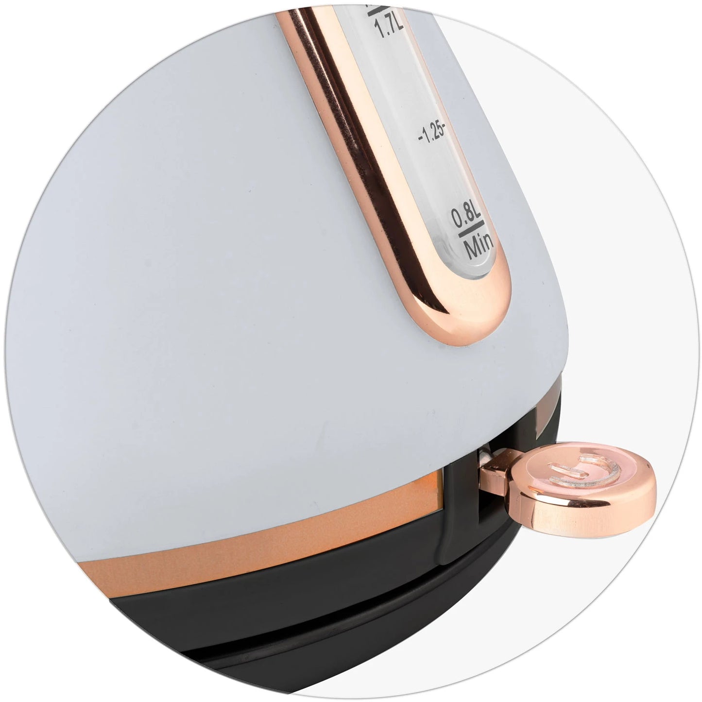 Fierbator Electric cu Termometru Modern Kettle idealStore, Capacitate 1.7L, Baza Pivotanta Antiderapanta 360, Comutator Luminat, Filtru Metalic Anti Calcar, Indicator Temperatura, Capac Detasabil, Gri