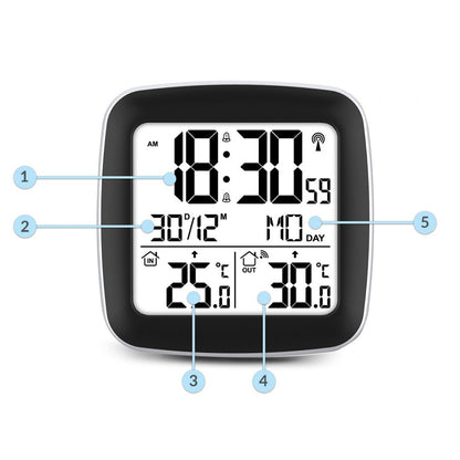 Statie Meteo Profesionala fara Fir idealSTORE, Temperatura Exterioara/Interioara, Calendar, Ceas cu alarma, Functie de amanare a alarmei, Raza 60 m, Masuratori usor de citit, Desing Modern