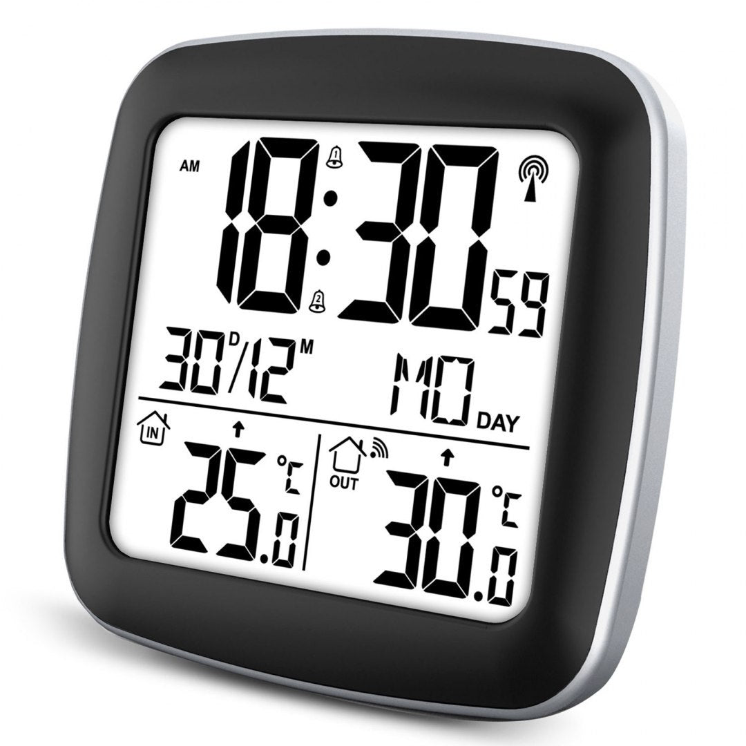 Statie Meteo Profesionala fara Fir idealSTORE, Temperatura Exterioara/Interioara, Calendar, Ceas cu alarma, Functie de amanare a alarmei, Raza 60 m, Masuratori usor de citit, Desing Modern