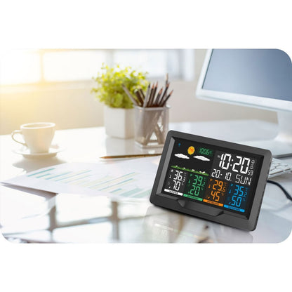 Statie Meteo Profesionala fara Fir idealSTORE, Display LCD, Presiune Barometrica, Calendar, Nivel de confort, Ceas cu alarma, Senzor Baterie, Functie de amanare a alarmei, Prognoza Meteo, Umiditate interioara/exterioara, Raza 60 m, Iluminat 2 Trepte