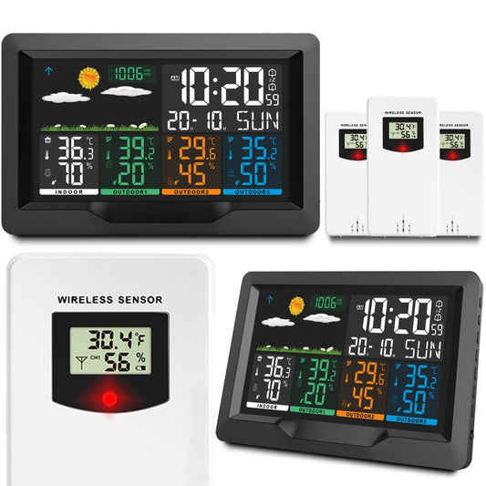 Statie Meteo Profesionala fara Fir idealSTORE, Display LCD, Presiune Barometrica, Calendar, Nivel de confort, Ceas cu alarma, Senzor Baterie, Functie de amanare a alarmei, Prognoza Meteo, Umiditate interioara/exterioara, Raza 60 m, Iluminat 2 Trepte
