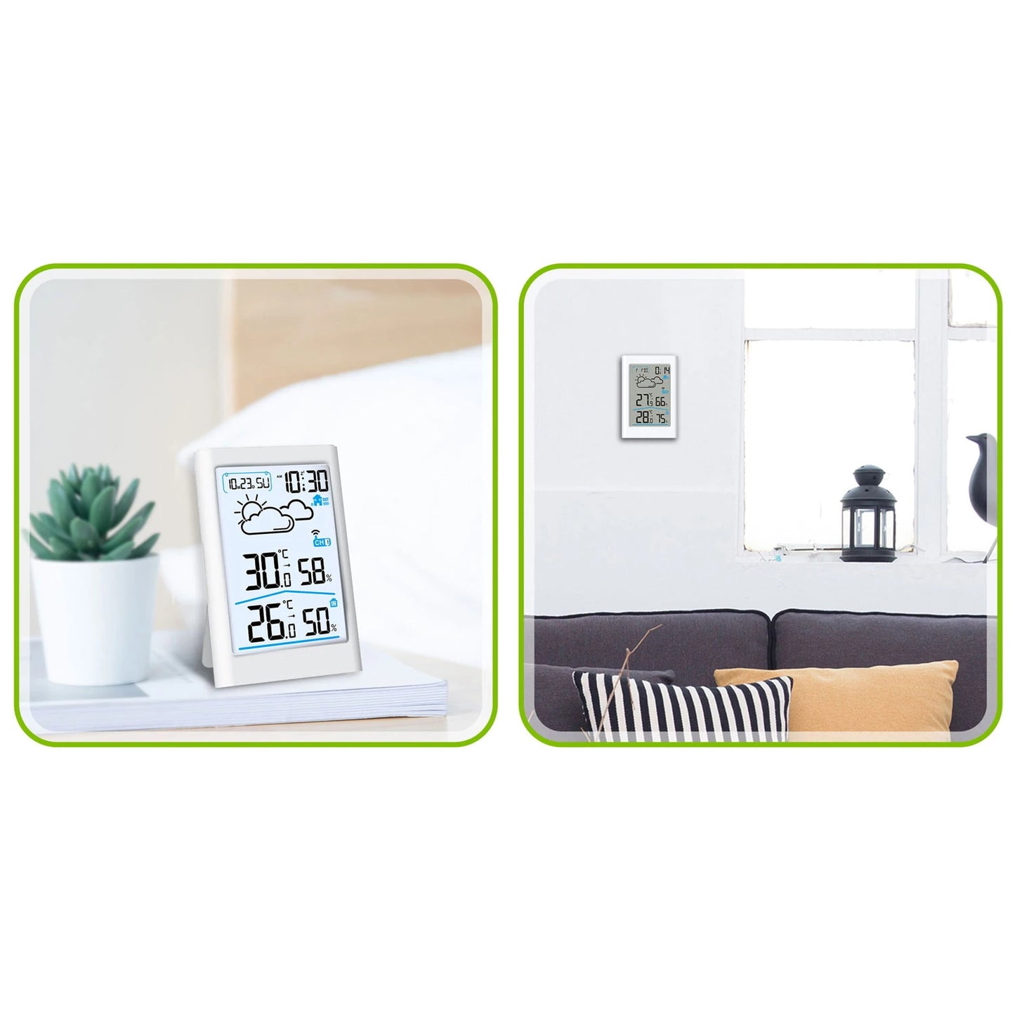 Statie Meteo Fara Fir Weather Station IdealStore, Senzor Exterior, Higrometru, Umiditate Interioara/Exterioara, Prognoza Meteo, Calendar, Ecran LCD cu Iluminare de Fundal, Culoare Alb