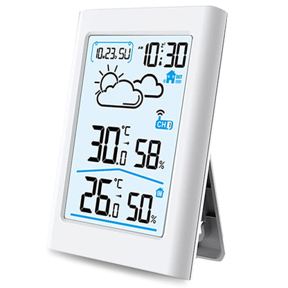 Statie Meteo Fara Fir Weather Station IdealStore, Senzor Exterior, Higrometru, Umiditate Interioara/Exterioara, Prognoza Meteo, Calendar, Ecran LCD cu Iluminare de Fundal, Culoare Alb