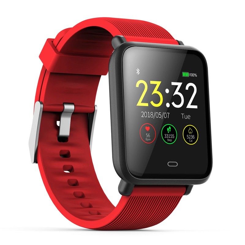 Ceas Smartwatch si Bratara Fitness Best Health, Design Sport, Tensiometru, Puls, Monitor Somn, Notificari apeluri, mesaje, IP67 Waterproof, Incarcare Magnetica, Culoare Rosu
