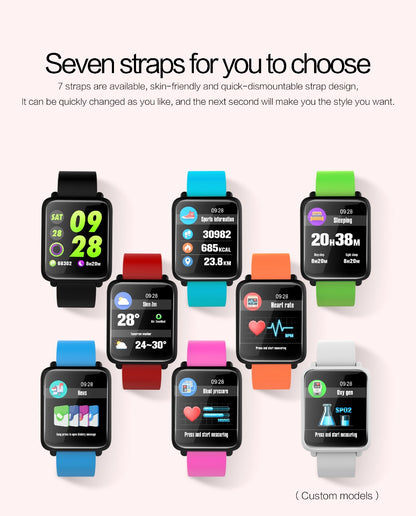 Ceas Smartwatch si Bratara Fitness Best Health, Design Sport, Tensiometru, Puls, Monitor Somn, Notificari apeluri, mesaje, IP67 Waterproof, Incarcare Magnetica, Culoare Rosu