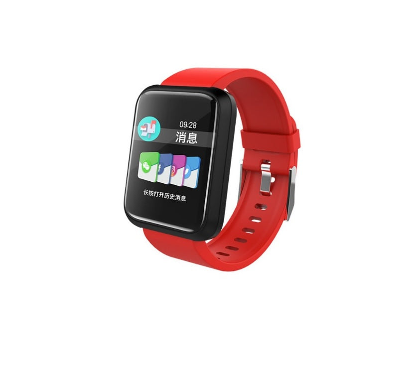 Ceas Smartwatch si Bratara Fitness Best Health, Design Sport, Tensiometru, Puls, Monitor Somn, Notificari apeluri, mesaje, IP67 Waterproof, Incarcare Magnetica, Culoare Rosu