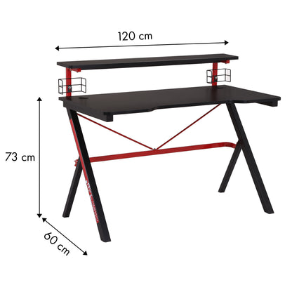 Birou de gaming idealSTORE BLACK MANTIS, Suprafata de 120x60 cm, Modern, Stabil, Durabil, Confetionat din MDF de 18 mm acoperit cu laminat, Ideal pentru sesiunile de gaming