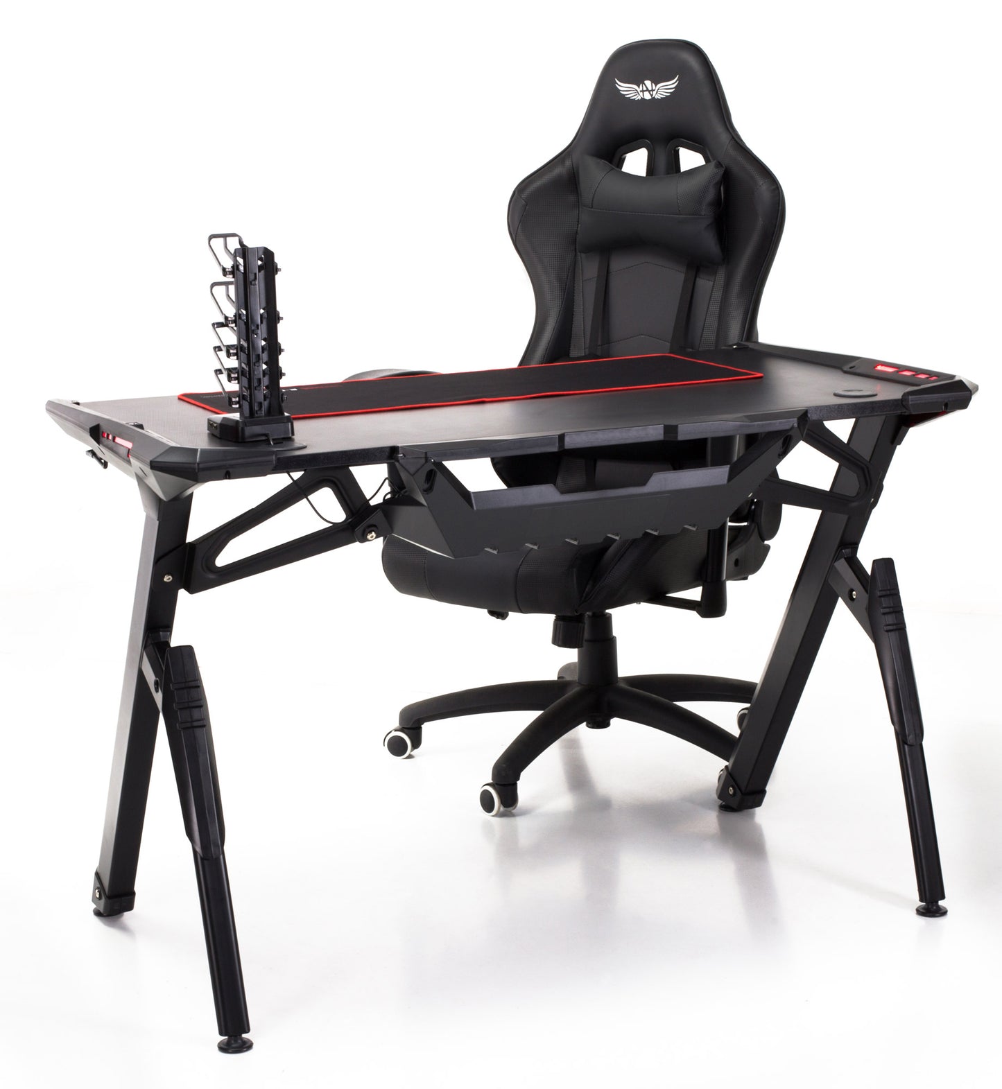 Birou Gaming cu Design tip Y idealSTORE Shark GD Nord, Dimensiuni 120 x 77 x 64 cm, Iluminare LED