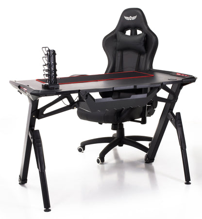 Birou Gaming cu Design tip Y idealSTORE Shark GD Nord, Dimensiuni 120 x 77 x 64 cm, Iluminare LED