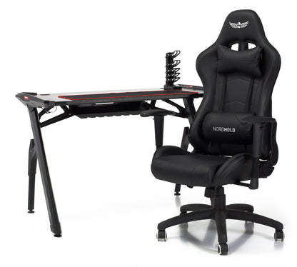 Birou Gaming cu Design tip Y idealSTORE Shark GD Nord, Dimensiuni 120 x 77 x 64 cm, Iluminare LED