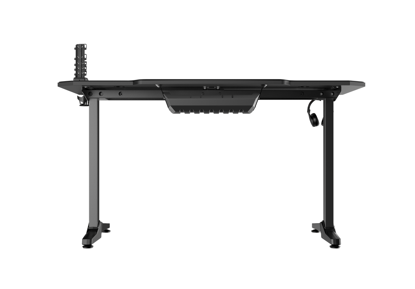 Birou Gaming cu suprafata tip mousepad idealSTORE Shark GD HOLD, Dimensiuni 140 x 66 x 77 cm, Prevazut cu picioare stabile, Accesorizat cu suport pentru casti, pahar si mousepad, Echipat cu orificii speciale pentru cabluri, Negru-Rosu