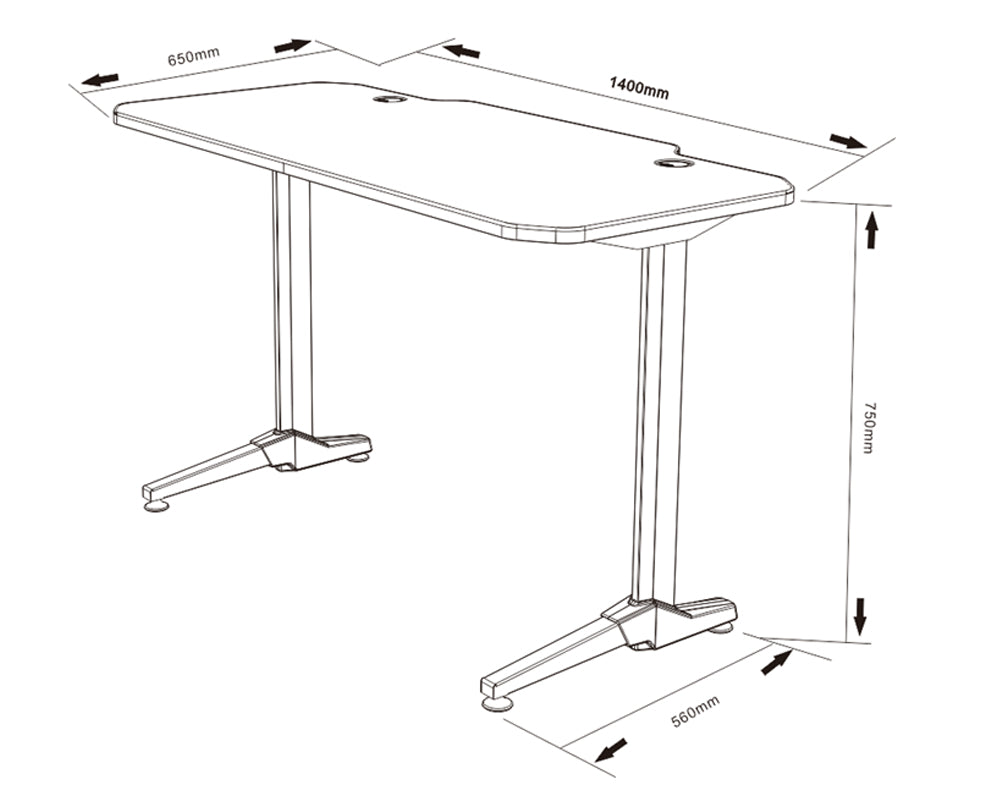 Birou Gaming cu suprafata tip mousepad idealSTORE Shark GD HOLD, Dimensiuni 140 x 66 x 77 cm, Prevazut cu picioare stabile, Accesorizat cu suport pentru casti, pahar si mousepad, Echipat cu orificii speciale pentru cabluri, Negru-Rosu