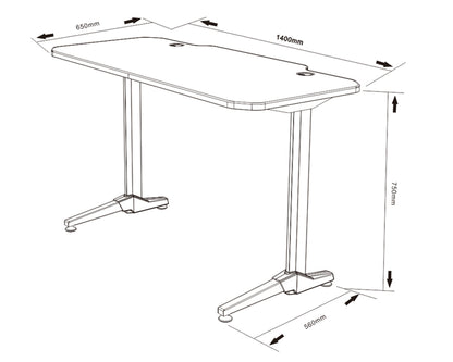 Birou Gaming cu suprafata tip mousepad idealSTORE Shark GD HOLD, Dimensiuni 140 x 66 x 77 cm, Prevazut cu picioare stabile, Accesorizat cu suport pentru casti, pahar si mousepad, Echipat cu orificii speciale pentru cabluri, Negru-Rosu