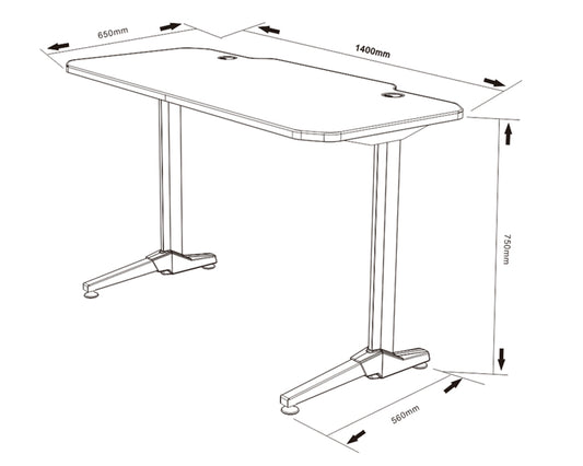 Birou Gaming cu suprafata tip mousepad idealSTORE Shark GD HOLD, Dimensiuni 140 x 66 x 77 cm, Prevazut cu picioare stabile, Accesorizat cu suport pentru casti, pahar si mousepad, Echipat cu orificii speciale pentru cabluri, Negru-Rosu