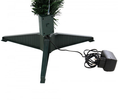 Brad de Craciun Verde Artificial cu fibra optica si stativ, Inaltime 180cm, lumina multicolora, jocuri de lumini, 160 leduri RGB, usor de instalat si folosit pentru o ambienta de neuitat, Steluta pentru varf Cadou