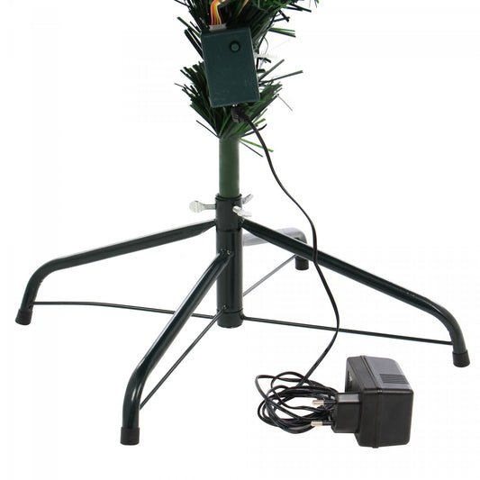 Brad de Craciun Verde Artificial cu fibra optica si stativ, Inaltime 180cm, Leduri Multicolore, 220 leduri RGB, usor de instalat si folosit pentru o ambienta de neuitat, Stativ incorporat, Steluta pentru varf Cadou