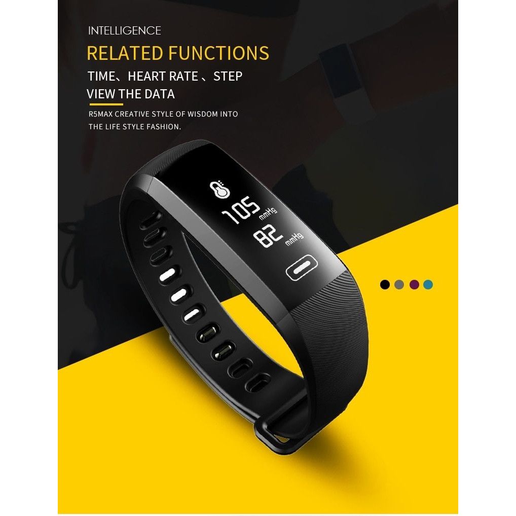 Bratara Fitness idealSTORE FiveMAX BLACK EDITION, Ritm Cardiac si Tensiune Arteriala, Monitorizare Somn si Calorii, Notificari SMS si Apeluri, Sistem Anti-lost, Compatibilitate Andorid/IOS