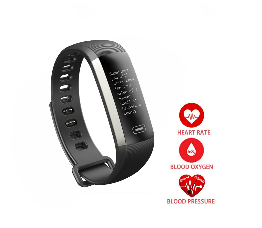 Bratara Fitness idealSTORE FiveMAX BLACK EDITION, Ritm Cardiac si Tensiune Arteriala, Monitorizare Somn si Calorii, Notificari SMS si Apeluri, Sistem Anti-lost, Compatibilitate Andorid/IOS