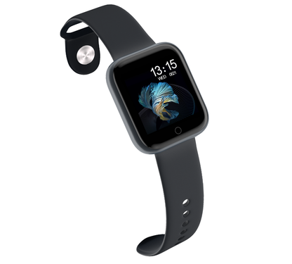 Ceas SmartWatch si Bratara Fitness Slim Time80 Fashion, Display IPS color TFT de 1.3 inch, Masurarea ritmului cardiac, Monitorizarea somnului, Muzica si Fotografii, Apeluri si memento-ul de mesaje, Design unic alaturi de bratara silicon neagra cadou