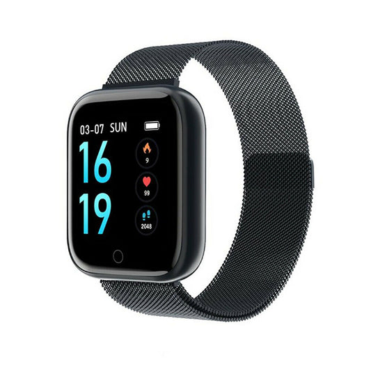 Ceas SmartWatch si Bratara Fitness Slim Time80 Fashion, Display IPS color TFT de 1.3 inch, Masurarea ritmului cardiac, Monitorizarea somnului, Muzica si Fotografii, Apeluri si memento-ul de mesaje, Design unic alaturi de bratara silicon neagra cadou