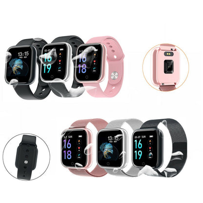 Ceas SmartWatch si Bratara Fitness Slim Time80 Fashion, Display IPS color TFT de 1.3 inch, Masurarea ritmului cardiac, Monitorizarea somnului, Muzica si Fotografii, Apeluri si memento-ul de mesaje, Design unic alaturi de bratara silicon roz cadou