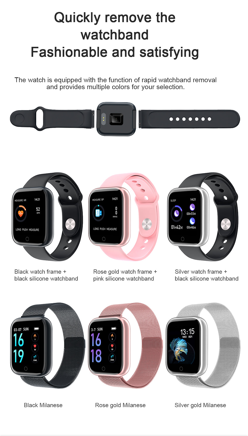 Ceas SmartWatch si Bratara Fitness Slim Time80 Fashion, Display IPS color TFT de 1.3 inch, Masurarea ritmului cardiac, Monitorizarea somnului, Muzica si Fotografii, Apeluri si memento-ul de mesaje, Design unic alaturi de bratara silicon roz cadou